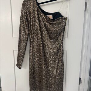 Gianni Bini One Shoulder Gold Sequin Dress
